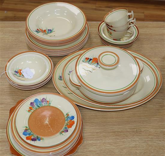 A Clarice Cliff crocus part dinner service